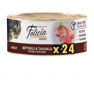 Felicia Tahılsız Biftekli Tavuklu Kıyılmış Kedi Konservesi 85 Gr 24lü
