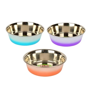 Flip Kaymaz Tabanlı Çift Renkli Çelik Mama Kabı 20 cm