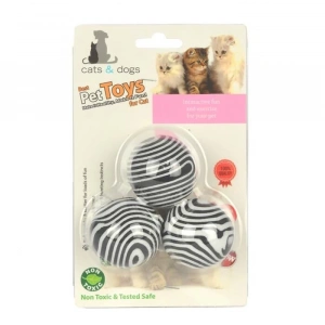 Flip Siyah Beyaz Kedi Oyun Topu 13cm (3lü)