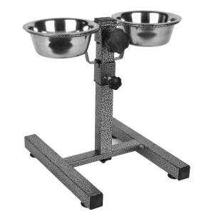 Flip İkili Ayarlanır Çelik Mama Kabı ve Standı 1920 ML