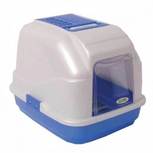 Imac Easy Cat Filtreli Kapalı Kedi Tuvalet Kabı Mavi/Beyaz