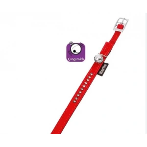 Karlie Deri Taşlı Kedi Boyun Tasması Xsmall 30cm/11Mm Kırmızı