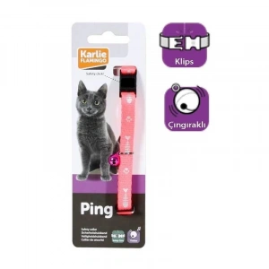 Karlie Kedi Tasması Çıngıraklı 30 cm Pembe