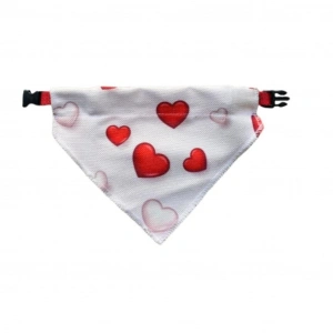 Minik Paw Kartela Kırmızı Beyaz Büyük Kalp Fular