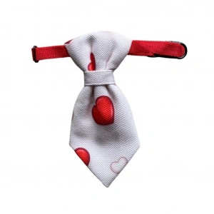 Minik Paw Kartela Kırmızı Beyaz Kalp Kravat