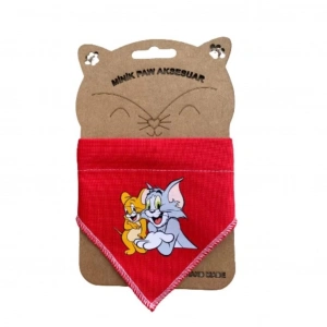 Minik Paw Tom Ve Jerry Desenli Kırmızı Fular