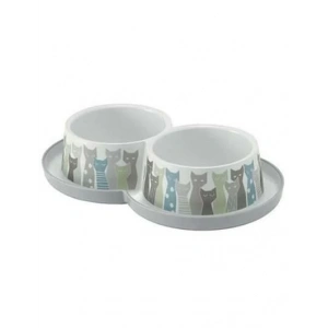Moderna Trendy Kedi Figürlü İkili Mama ve Su Kabı 2x350 Ml