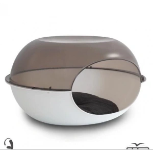 MP Luna Şeffaf Kedi Evi Gri-Beyaz 57x48x31 cm