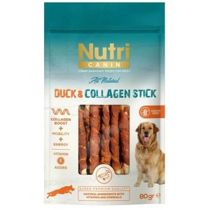 Nutri Canin Ördek Eti Sargılı Kolajen Çubuk Tahılsız Köpek Et Ödülü 80 Gr