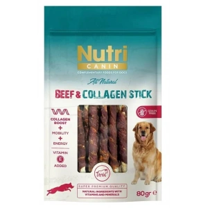 Nutri Canin Sığır Eti Sargılı Kolajen Çubuk Tahılsız Köpek Et Ödülü 80 Gr
