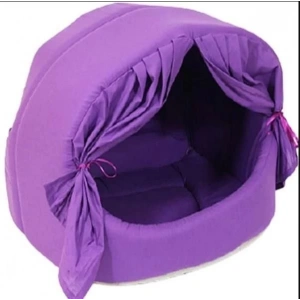 Petpretty Perdeli Kumaş Yuva Mor Yatak