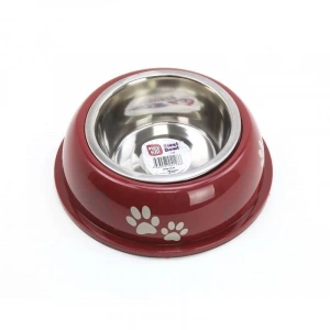 Playfull Pati ve Kemik Desenli Plastik  Çelik Mama ve Su Kabı Tabanlı