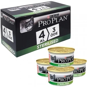 Pro Plan Sterilised Ton Balıklı ve Somonlu Kısır Kedi Konservesi 85gr 4 Al 3 Öde