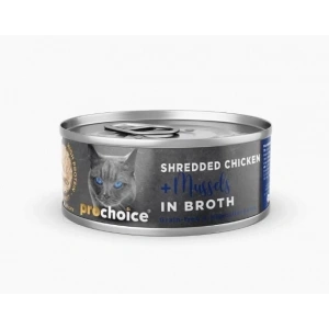 Prochoice Özel Sos içerisinde Tiftiklenmiş Taze Tavuk Eti ve Midye Kedi Yaş Maması 70 Gr