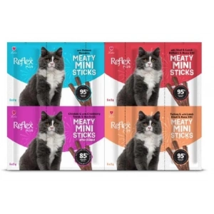 Reflex Plus Mini Mix Somonlu Kuzu Etli Biftekli Kisir Tavuk Kedi Ödülleri 20 x 2 Gr