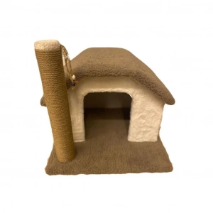 SB Pet Tek Katlı Tırmalamalı Kedi Evi Gri