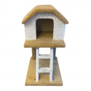 SB Pet Üç Katlı Merdivenli Kedi Evi Hardal