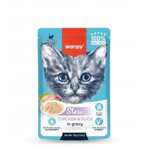 Wanpy Stew Pouch Tavuklu Ördekli Yaş Kedi Maması 70g