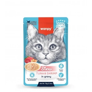 Wanpy Stew Pouch Ton Balıklı Karidesli Yaş Kedi Maması 70g