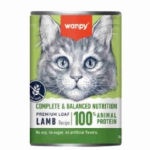 Wanpy Tahılsız %100 Gerçek Et Kuzulu Kedi Konservesi 375 gr