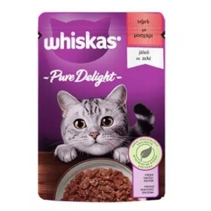 Whiskas Pouch Pure Delight Jöle İçinde Sığır Etli Yetişkin Kedi Konservesi 85gr
