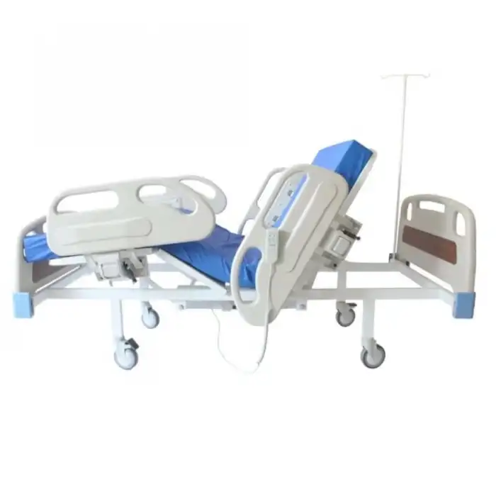 2 Motorlu Hastane Tipi Hasta Karyolası Full ABS | Komple Set, 10 cm Yatak ve Serum Askısı Dahil