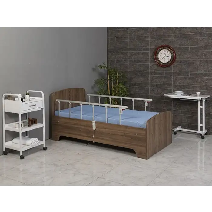 2 Motorlu Kumandalı Elektrikli Hasta Karyolası | Ortopedik Yatak  Ahşap Panel, 150 kg Kapasite 5311