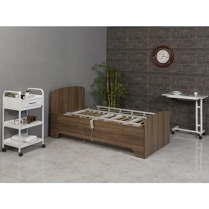 2 Motorlu Kumandalı Elektrikli Hasta Karyolası | Ortopedik Yatak  Ahşap Panel, 150 kg Kapasite 5311