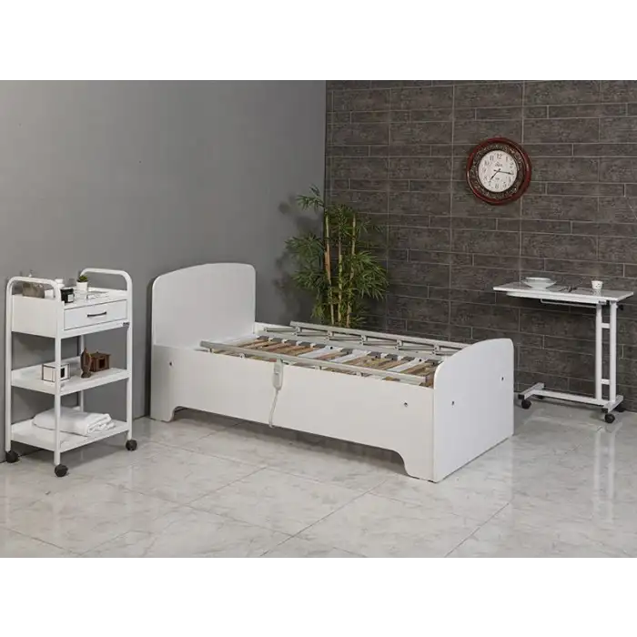 2 Motorlu Kumandalı Elektrikli Hasta Karyolası | Ortopedik Yatak Ahşap Panel, 150 kg Kapasite 5312