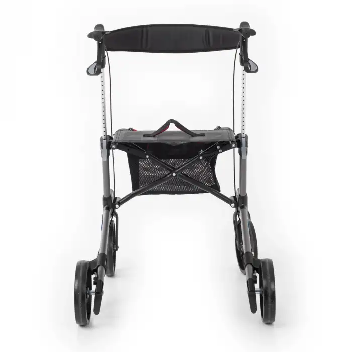 Comfort Plus Rolatör Yürüteç Gri | Alüminyum Şase, Katlanabilir 8” Frenli Tekerlekli, Oturaklı ve Sepetli Lux Model, Spirit-X3