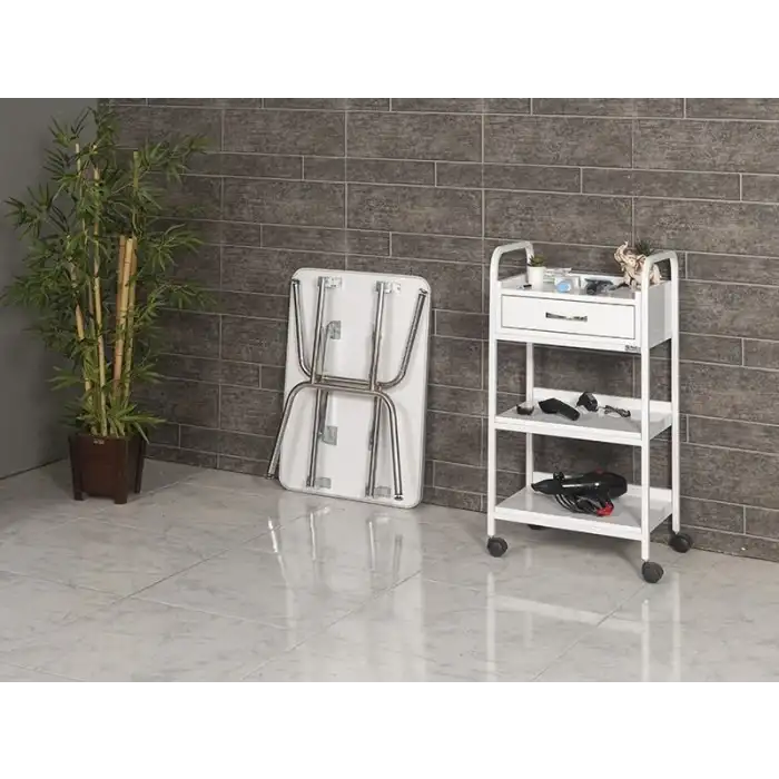 Veteriner Pet Bakım Ve Muayene Masası | Katlanır Ayaklı Kauçuk Üst Yüzeyli Tabla 6003