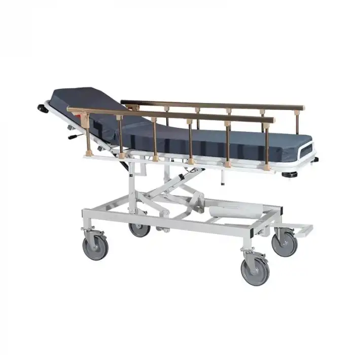 Acil Müdahale Sedyesi | Trendelenburg Özellikli, Hidrolik Ayarlı, Alüminyum Korkuluklu E-215