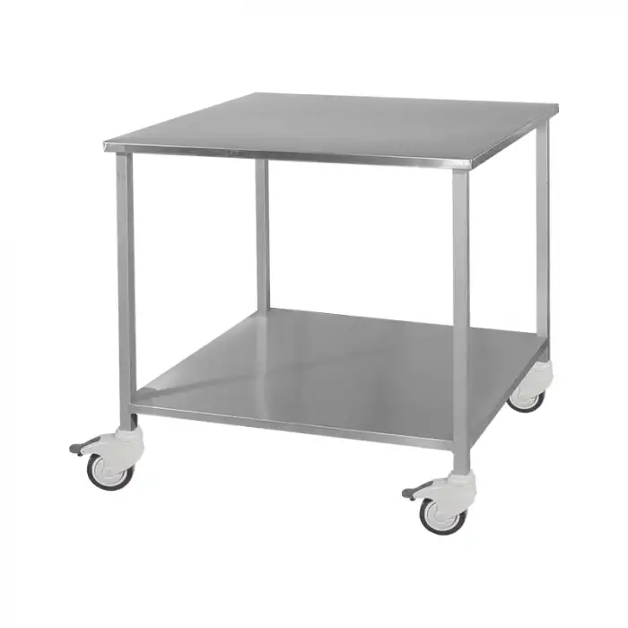 Ameliyathane Alet Arabası | Tamamı Paslanmaz Çelik Gövde, Antistatik Tekerlekli, 50x70x75cm E-253