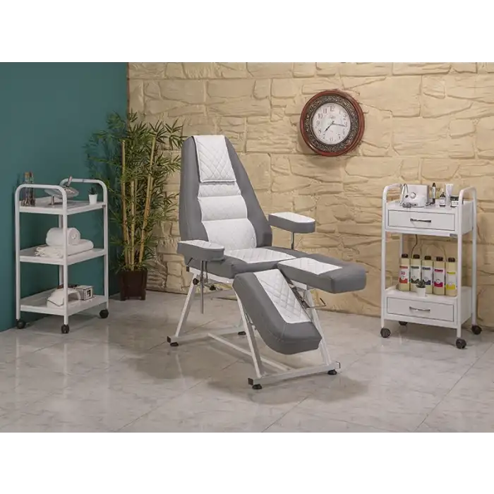 Anka-2 Sırt ve Ayak Kısmı Hareketli Koltuk Gri - Beyaz | Ergonomik Konforlu Tasarım 2214