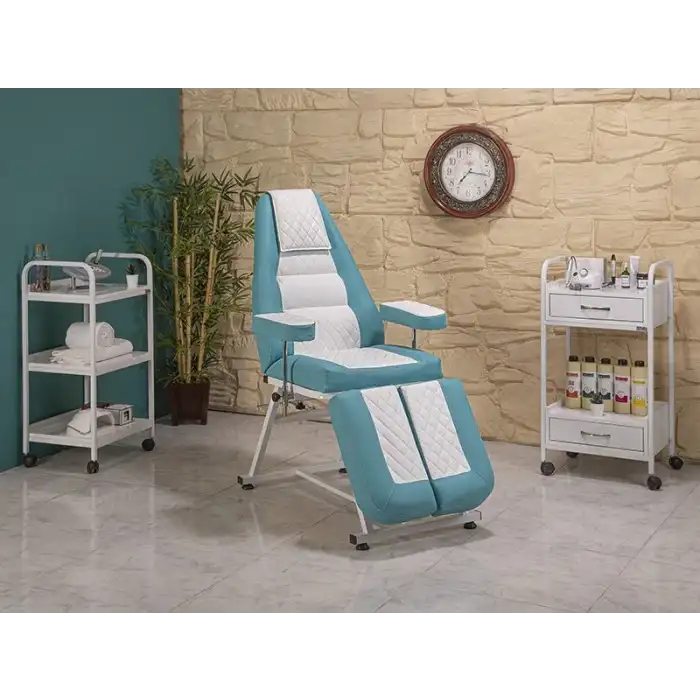 Anka-2 Sırt ve Ayak Kısmı Hareketli Koltuk Turkuaz - Beyaz | Ergonomik Konforlu Tasarım 2212