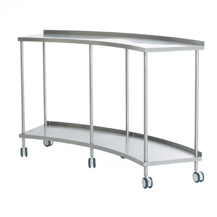 Ay Masa | 304 Kalite Paslanmaz Çelik, İki Raflı, Antistatik Tekerlekli E-264/A