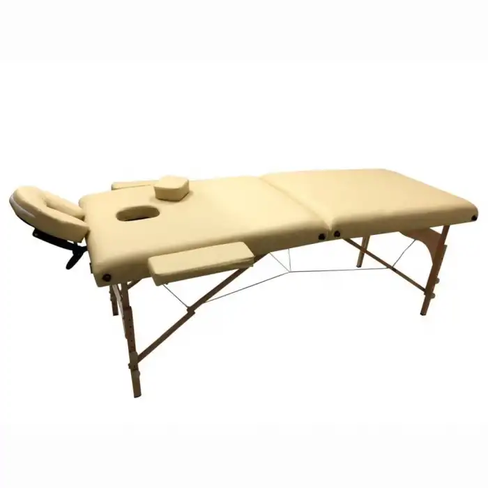 Comfort Plus Masaj Masası Bej | Ahşap Ayaklı, Ayarlanabilir Yükseklik, Taşıma Çantalı GM-201