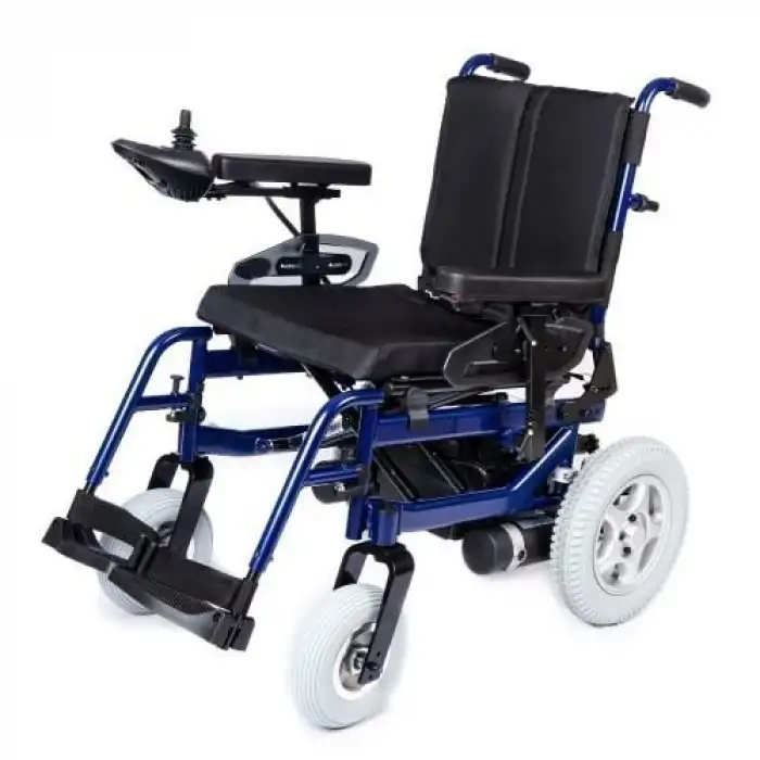 Comfort Plus Akülü Tekerlekli Sandalye Lacivert | 340W Motor, Yatarlı Sırt, Katlanabilir Alüminyum Şase, 130 kg Taşıma Kapasiteli Allure