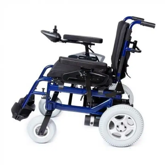 Comfort Plus Akülü Tekerlekli Sandalye Lacivert | 340W Motor, Yatarlı Sırt, Katlanabilir Alüminyum Şase, 130 kg Taşıma Kapasiteli Allure