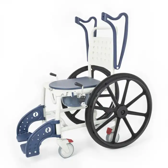 Comfort Plus Banyo ve Tuvalet Sandalyesi Lacivert | Soft Minderli, 4 Frenli Tekerlek, Paslanmaz Plastik Gövde DM-8088C