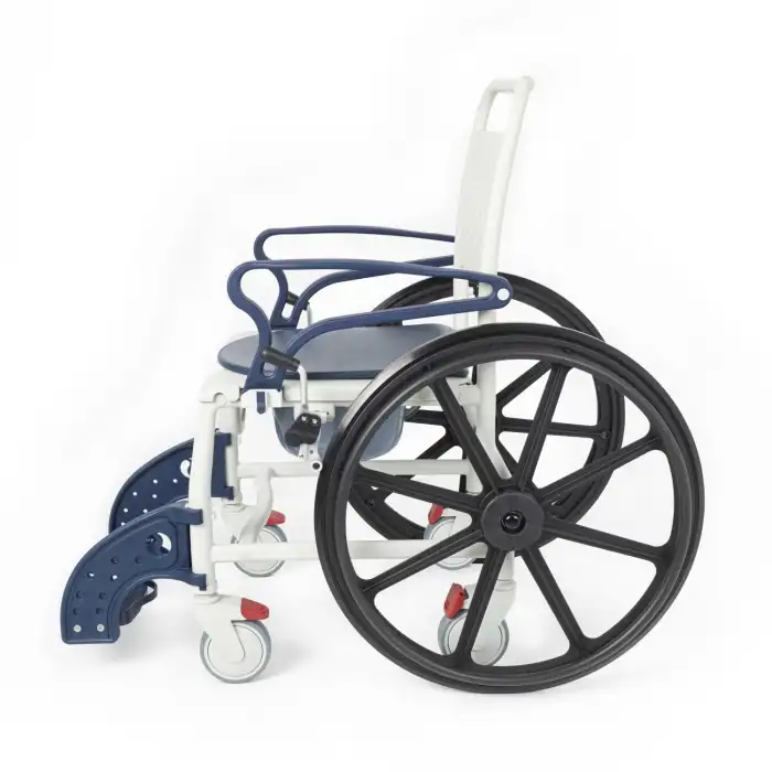 Comfort Plus Banyo ve Tuvalet Sandalyesi Lacivert | Soft Minderli, 4 Frenli Tekerlek, Paslanmaz Plastik Gövde DM-8088C