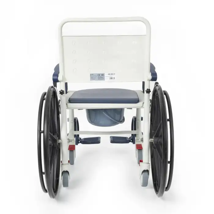 Comfort Plus Banyo ve Tuvalet Sandalyesi Lacivert | Soft Minderli, 4 Frenli Tekerlek, Paslanmaz Plastik Gövde DM-8088C