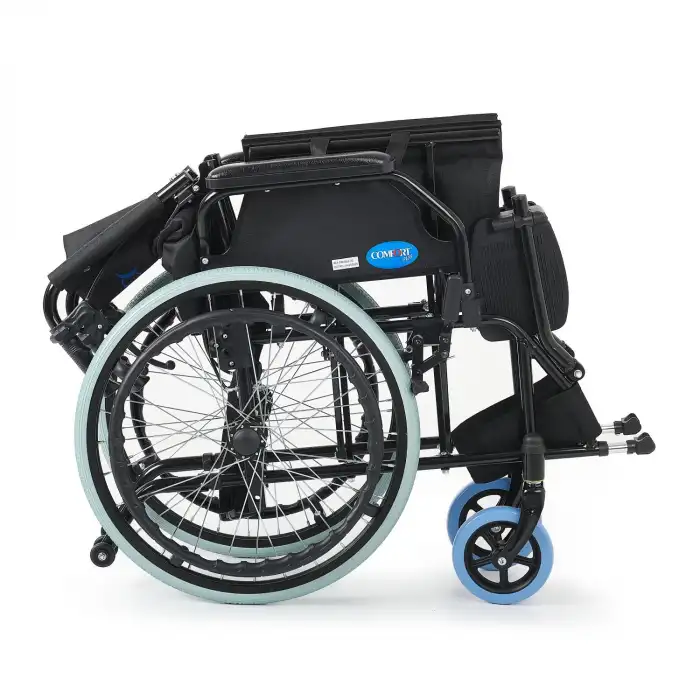 Comfort Plus Çelik Transfer Tekerlekli Sandalye | Katlanabilir, Emniyet Kemerli ve Refakatçi Frenli DM-863-20