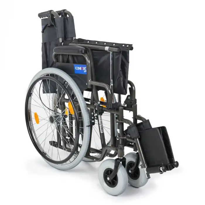 Comfort Plus Tekerlekli Sandalye Titanyum | 55 cm Geniş Oturum, Çift Makaslı Çelik Gövde, DM-312