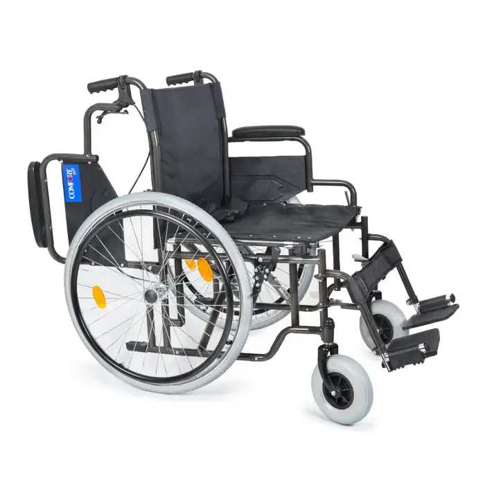 Comfort Plus Tekerlekli Sandalye Titanyum | 55 cm Geniş Oturum, Çift Makaslı Çelik Gövde, DM-312