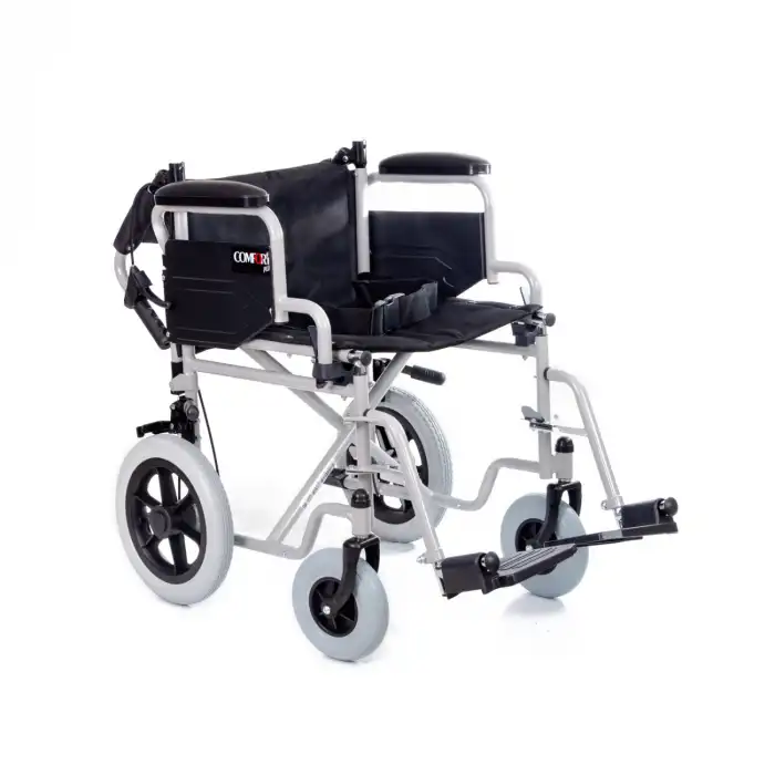 Comfort Plus Transfer Tekerlekli Sandalye | Refakatçı Frenli, Ayarlanabilir Ayaklı, Mini Tasarım DM-327