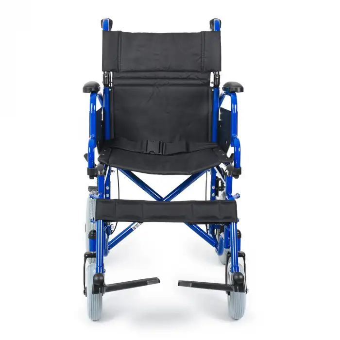 Comfort Plus Transfer Tekerlekli Sandalye Lacivert | Mini Yapı, Refakatçi Frenli, Çelik Şase DM-327 Mini 45cm