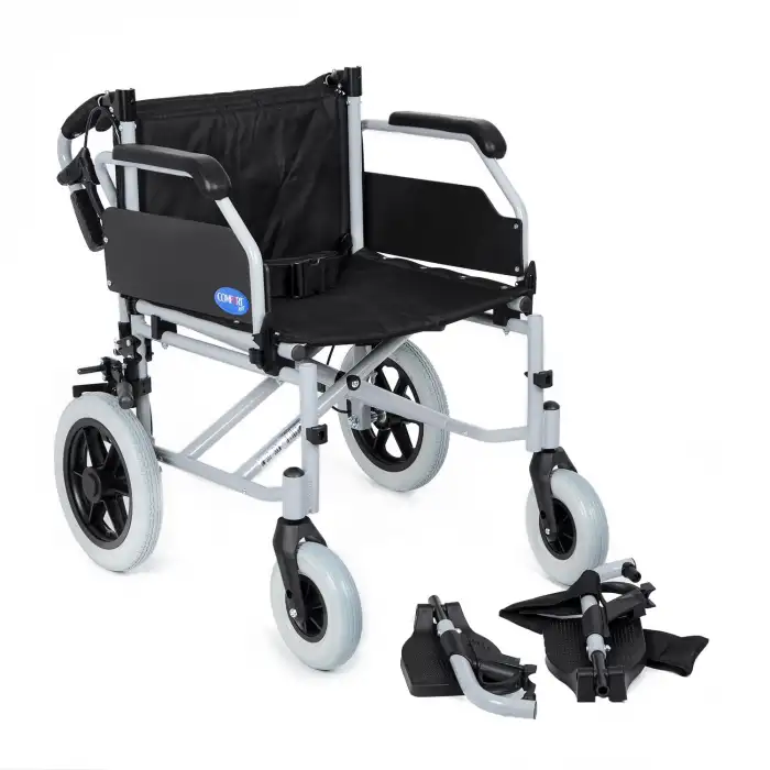 Comfort Plus Transfer Tekerlekli Sandalye Silver | 50 cm Oturum, Alüminyum Gövde, Katlanabilir Sırtlı DM-337