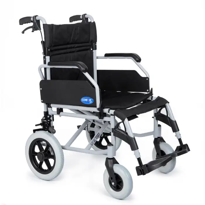 Comfort Plus Transfer Tekerlekli Sandalye Silver | 50 cm Oturum, Alüminyum Gövde, Katlanabilir Sırtlı DM-337