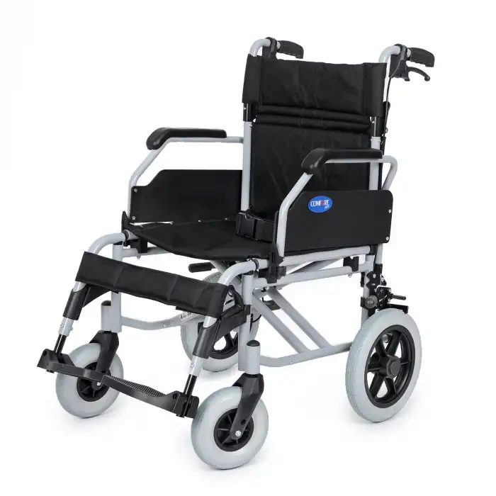 Comfort Plus Transfer Tekerlekli Sandalye Silver | 50 cm Oturum, Alüminyum Gövde, Katlanabilir Sırtlı DM-337